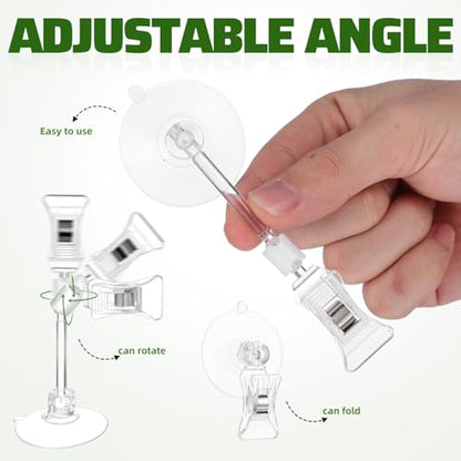 LIOOBO Aquarium Suction Cup Clips 3-Pack Adjustable Fish Tank Veggie Clips Air Pump Holder Clips for Secure Attachment and Versatile Aquarium Accessories