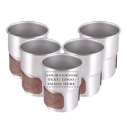 5 Pack Customized Logo/Text Stainless Steel Coffee Cups, for Drinking Coffee, Water, Wine, Beer and More, Widely Used for Parties, Events, Outdoors (Silver with sleeve, 10oz / 300ml) - color: Silver with sleeve