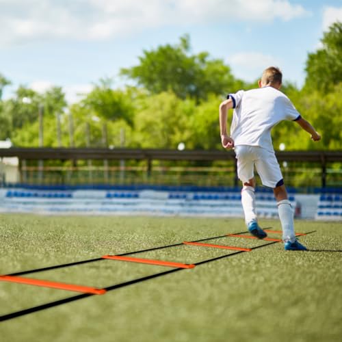 GHB Pro Agility Ladder Agility Training Ladder Speed 12 Rung 20ft with Carrying Bag - color: Orange-2 Pack