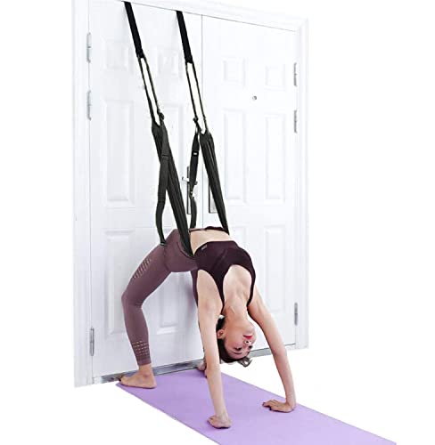 Yoga Fitness Stretching Strap, Adjustable Leg Stretcher Back Bend Assist Trainer, Improve Leg Waist Back Flexibility Home Gym Equipment for Rehab Pilates Ballet Cheerleading Splits Gymnastics - color: black