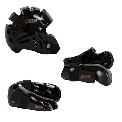 Proforce Lightning Martial Arts Protective Sparring Gear Bundle - Headgear, Gloves, Ultra Kicks - color: Black, size: Adult Small