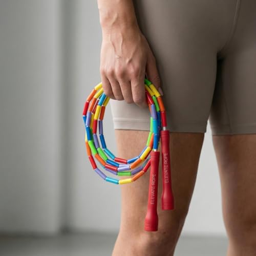 Elevate Rope Beaded Jump Rope, 1 in Beads, 10 ft Adjustable, Segmented - color: Rainbow