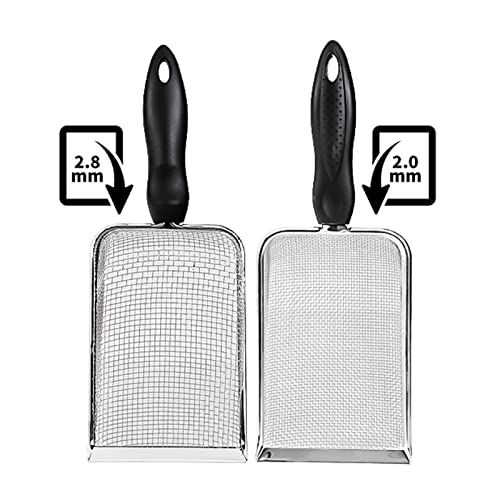 Sand Scooper Stainless Steel Fine Mesh Metal Shovel Terrarium Substrate Litter Corner Scoops Scooper for Bedding Bearded Dragon Scoops - size: 2mm hole