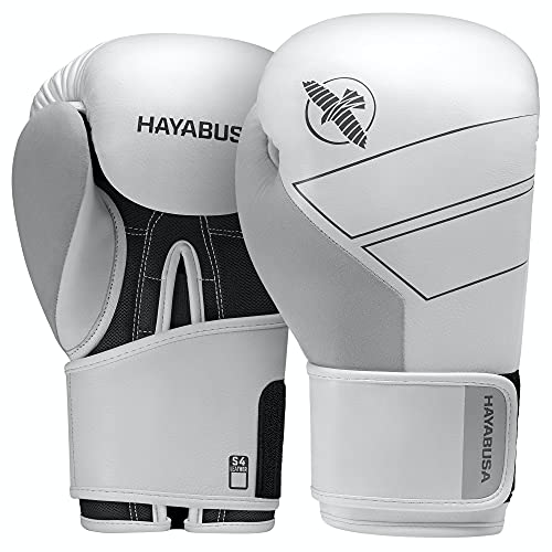 Hayabusa S4 Leather Boxing Gloves | 12oz Boxing Gloves, Muay Thai Gloves, Kickboxing Gloves, Leather Training Gloves, Men and Women, 16oz Boxing Gloves - color: White, size: 14 oz