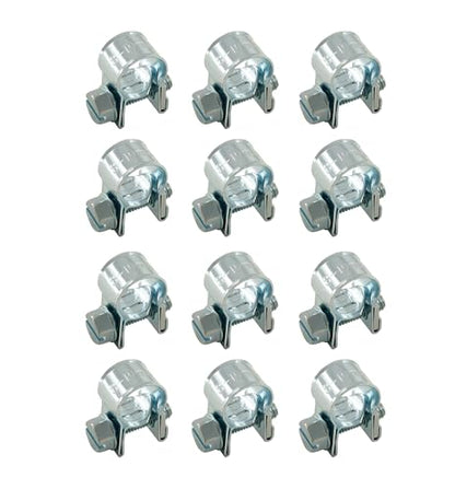 12pcs Gas Line Clamp(8-10mm), Zinc Plated Mini Fuel Hose Clamp Adjustable Tube Clamp for Pipe Fuel Line - size: 8-10mm
