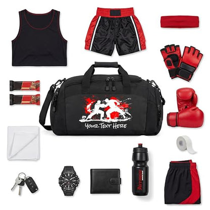 Personalized Martial Arts Duffel Bag – Custom Name Gym Bag for Karate, Taekwondo, Jiu Jitsu & MMA – Youth & Adult Training Gear Bag - color: Black, style: Marital Arts