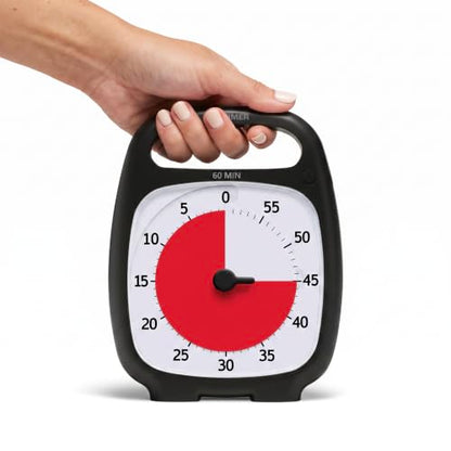 TIME TIMER Plus 60 Minute Desk Visual Timer - Countdown Timer with Portable Handle for Classroom, Office, Homeschooling, Study Tool with Silent Operation (Charcoal) - style: 60 Minute (Gray)