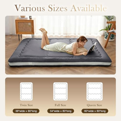 Japanese Floor Mattress, Thicken 4" Japanese Futon Mattress, Foldable & Portable Shiki Futon (shikibuton), Roll Up Thicken Sleeping Tatami Mat Sleeping Pad for Camping (Grey, 39 x 80)
