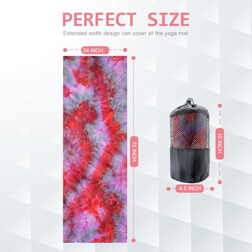 Eunzel Non Slip Hot Yoga Mat Towel with Grip Dots, 72" x 24" - color: Red & Gray