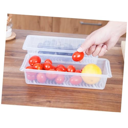 Ciieeo Plastic Refrigerator Storage Boxes 2pcs Rectangular Food Sealing Crisper for Meat Fish Produce Fresh Preservation