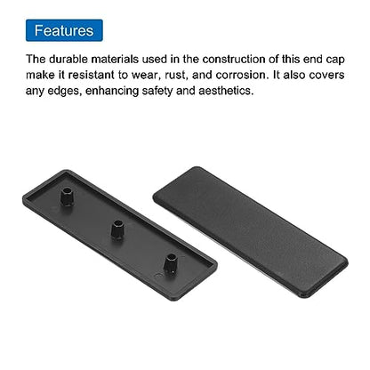MECCANIXITY 10Pcs Standard Plastic Rectangle Aluminum Extrusion End Cap Black Hole Dia 7.2mm 120x40mm for Trolley, Fish Tank Rack, Storage Rack - size: 120x40mm