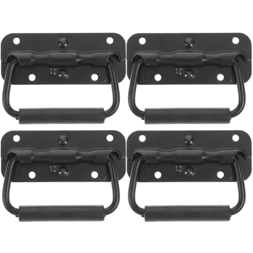 4Pcs Spring Loaded Surface Mount Handles Replacement Boat Ring Pull Handles with Flush Lift Design for Cabinets Toolboxes and Cases 3.9x1.8x1.6In