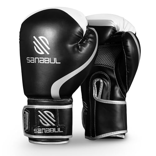 Sanabul Essential Gel Boxing Gloves for Men & Women, Kickboxing MMA, Muay Thai Gloves and Heavy Bag Training Punching & Sparring - color: Black/Metallic Silver, size: 8 oz