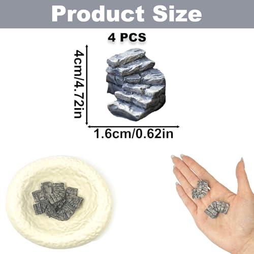 6PCS Curved Stone Step Miniatures, Realistic Resin Winding Path, Water Well Bridge Figurines Embellishments for Fairy Garden, Moss Terrarium, Glass Container, Micro Landscape & DIY Miniature Scenes - color: Curved Stone Step