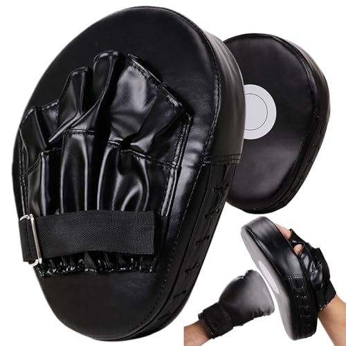 Boxing Pads Mitts, Leather Curved Focus Boxing Gloves, Shock-Resistant Thickened Punching Mitts, Taekwondo Equipment for Fighting or Striking Practice
