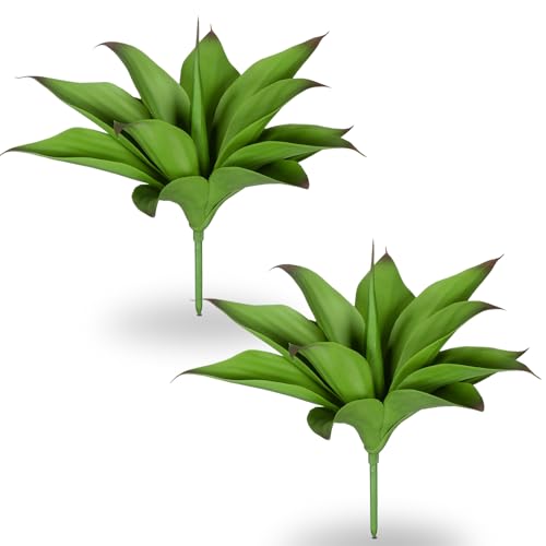 Artificial Agave Plants, UV Resistant Fake Agave Planters for Indoor and Outdoor Decorating Artificial Plants for Outdoors Fake Plants (2Pack, 12.6") Green - color: 12.7"light Green