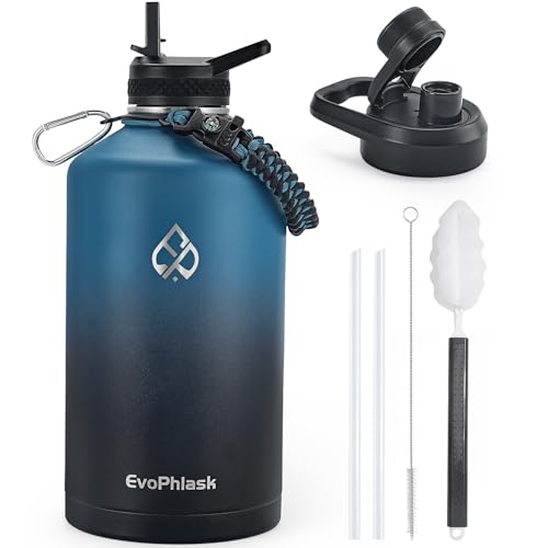 1 Gallon Water Bottle Insulated(Cold for 48Hrs), Indigo Black - color: Indigo Black, size: 128 Ounces