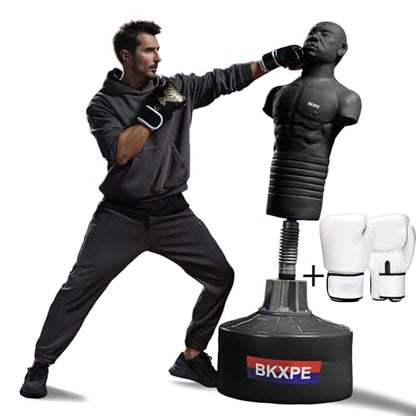 Punching Dummy Freestanding Silicone Punching Bag with Telescopic Height - color: Black