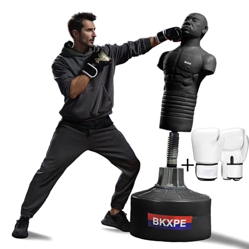 Punching Dummy Freestanding Silicone Punching Bag with Telescopic Height - color: Black