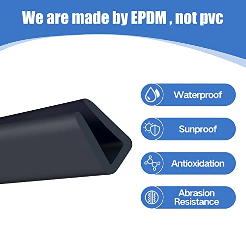 Rubber Edge Trim, 3/16" U Channel Edge Trim, Edge Protector for Glasses or Flexi Glasses, 3/16 in Flexible U Shaped Gasket, Black Color, Length 20 Ft