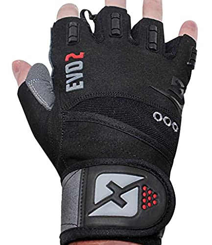 Evo 2 Weightlifting Gloves with Integrated Wrist Wrap Support-Double Stitching for Extra Durability-Get Ripped with The Best Body Building Fitness and Exercise Accessories - color: Black/Gray, size: X-Large