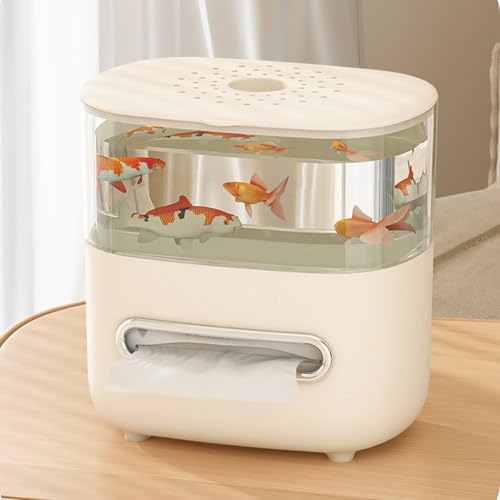 Tissue Box Holder,Fish Tank with Feeding Hole,2 in 1 Decorative Tissue Box Covers - for Living Room Bedroom Kitchen Office Apartment Restaurant Hotel Farmhouse Indoor Desk Table Shelf