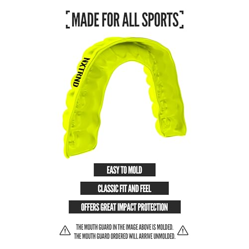 2 Pack Nxtrnd Classic Mouthguard, Custom Fit Sports Mouthpiece for Football, Boxing, MMA, Basketball, Hockey, Lacrosse, Youth & Adult (Neon Yellow) - color: Neon Yellow