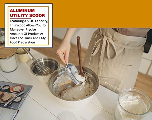 Cast Aluminum Utility Scoop, 5-Ounce - Round Bottom, Small ice scoop For Multi-Purpose Use, With Finger Groove Handle (Hand Wash Only) 5 oz. - size: 5 oz