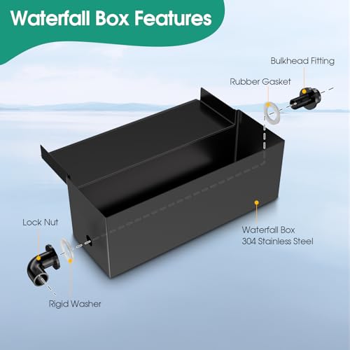 70W Solar Water Pump with Pond Waterfall Kit, 304 Stainless Steel Pond Waterfall Spillway, Pond Spillway with 9.8FT Corrugated Tubing for Garden Water Features-P5703 - size: Solar Powered 70W