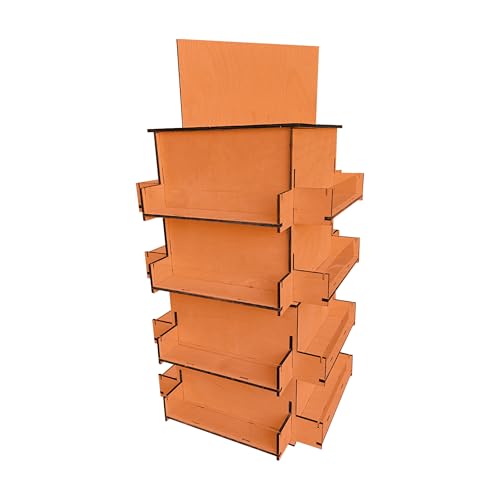 4-Sided Rotating Display Stand - Craft Shows, Trade Shows, Markets - Small & Medium-Sized Items like Stickers, Postcards, Coasters, Note Pads, Napkins, Easy to Assemble (Orange) - color: Orange