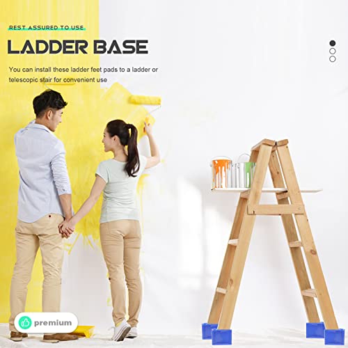 Homoyoyo 2pcs Non- Ladder Feet Pads Rubber Covers for Enhanced Stability and Safety Skid Mats for Ladders and Telescopic Stairs - color: Blue