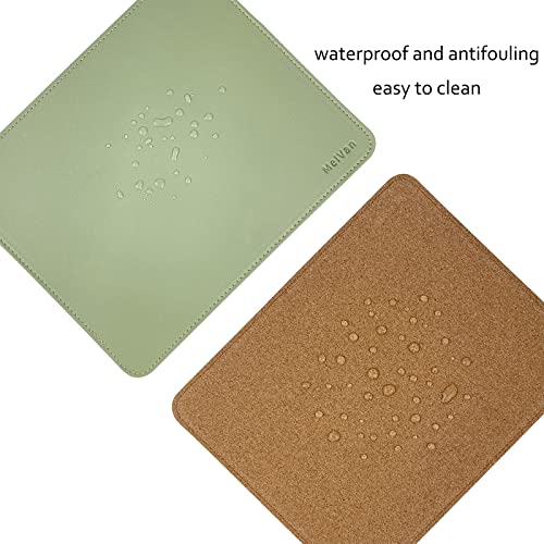 MelVan PU Leather Mouse Pad with Stitched Edge, Wood Mousepad, Waterproof Gaming Mouse Pad Mat for Computers, Laptop, Office & Home, 10.2" x 8.3", 1 Pack (Matcha Green)