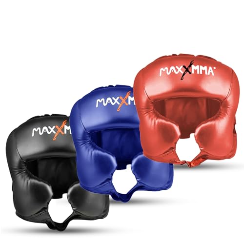 MaxxMMA Headgear L/XL Boxing MMA Training Kickboxing Sparring Karate Taekwondo - color: Red