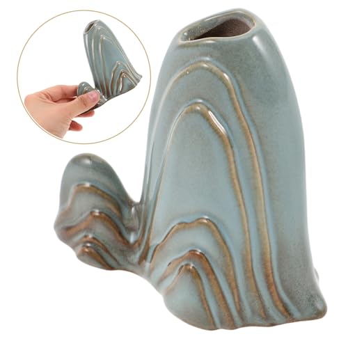 Ceramic Miniature Mountain Figurine Bonsai Decor for Fish Tank Calligraphy Brush Holder Sturdy Landscape Ornament for Zen Garden and