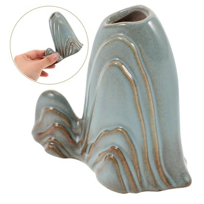 Ceramic Miniature Mountain Figurine Bonsai Decor for Fish Tank Calligraphy Brush Holder Sturdy Landscape Ornament for Zen Garden and