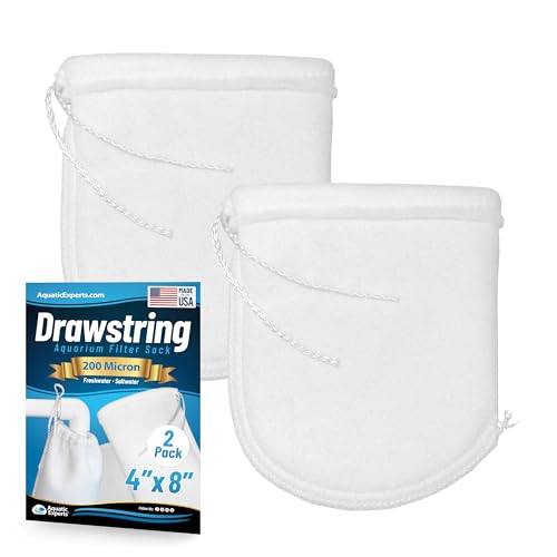 Aquatic Experts 200 Micron Drawstring Filter Socks – Ring-Free Design for Sumps, Saltwater & Freshwater Aquariums, Custom Made in USA (4" x 8", 2 Pack) - size: 2 pack