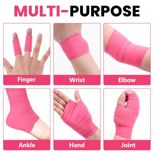 NUITPY 6 Pack Athletic Tape, Pink Sports Tape, Easy Tear Wrist Tape, Strong Adhesion Tapes for Boxing, Gymnastics, Hockey, Soccer, Lacrosse and First Aid - color: Pink-6 Rolls