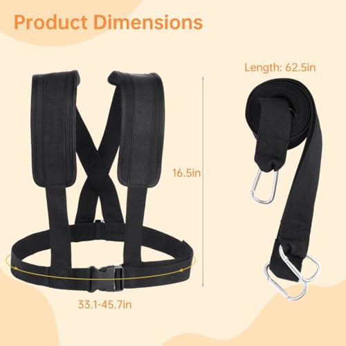 Resistance Drag Harness with Shoulder Padding and Pulling Belt, Football Running Trainer, Speed Sled Workout Kit, Tire Pull Equipment for Athletes