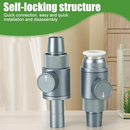 DONGKER Aquarium Double Tap Connector,Aluminum Alloy Quick Release Double Tap Valve with Water Flow Control Knob for Aquarium 12mm/16mm/20mm I.D. Water Pipe - size: 12mm