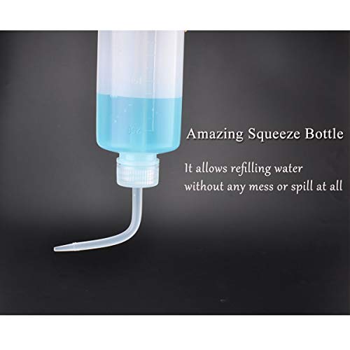 Valchoose Clear LDPE Squeeze Wash Bottles, Bent Nozzle,250ml 8.5oz， 2 Count - color: White, size: 2x250ml