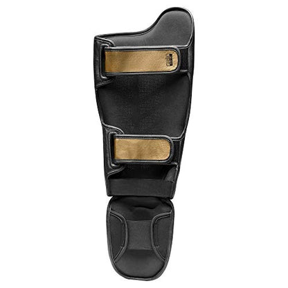 Hayabusa T3 Striking Shinguards - Men and Women | MMA Protection, Muay Thai Kickboxing, Sparring Pads, Martial Arts Gear, Adjustable Straps, Impact Padding, Elastic Fit - color: Black/Gold, size: Small
