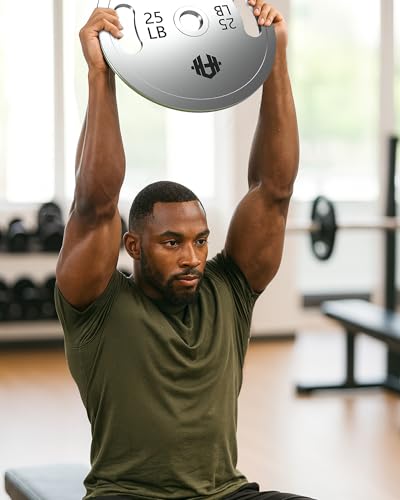 HVO Chrome Olympic Weight Plates with Grip, 2-Inch Standard Plates | Easy Grip Design Secure 2-Inch Fit Durable Construction Balanced Weight Distribution Strength Training Equipment - size: 160LB Set: 1 Pair of each: 10/25/45LB
