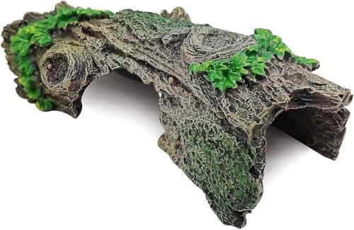 Resin Aquarium Wood Small Reptile Hide Aquarium cave Betta Log Aquarium Ornament pleco cave Snake Hideout (Tree bark)