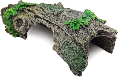 Resin Aquarium Wood Small Reptile Hide Aquarium cave Betta Log Aquarium Ornament pleco cave Snake Hideout (Tree bark)