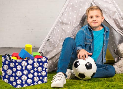 Rectangular Baseball Toy Storage Bin Organizer Box - Kids Gift Basket (Blue Baseball) - color: Blue Baseball