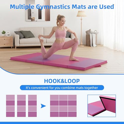 Polar Aurora 4'x8'x2 Thick Folding Gymnastics Exercise Mat Aerobics Stretching Yoga Mats - color: Pink&Purple