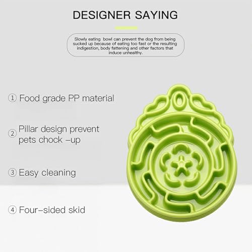 Slow Feeder Dog & Cat Bowl - Interactive Maze Puzzle Dish for Healthy Digestion, Anti-Gulping Food Grade Feeder(Green)