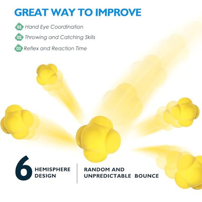 GSE Sports Reaction Balls for Field Training, Agility Trainer for Baseball - color: Yellow, style: 3-Pack