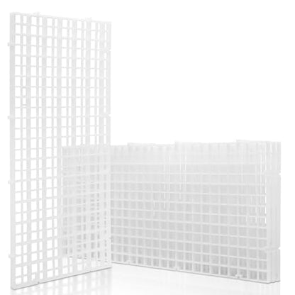 LINLAN 4 Pieces 5.9x11.8in (15X30cm) Aquarium Grid Plastic, Fish Tank Divider, Egg Crate for DIY Filtration and Bottom Protection in Aquascaping (White-No Accessories)