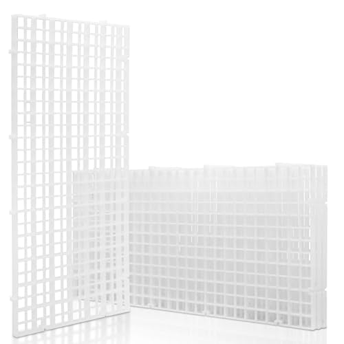 LINLAN 4 Pieces 5.9x11.8in (15X30cm) Aquarium Grid Plastic, Fish Tank Divider, Egg Crate for DIY Filtration and Bottom Protection in Aquascaping (White-No Accessories)
